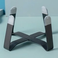 Sturdy black X-shaped metal pet bowl stand with anti-slip silicone heart covers - Elevated Cross Metal Stand / Black