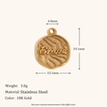 18K gold plated stainless steel brave heart pendant with textured finish and dimensions - Brave Irregular Pendant - Gold