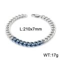 Tweekleurige zilveren en blauwe Cubaanse schakelarmband van rvs, 210 mm lang en 7 mm - Blauwe Textuur Zilveren Armband (KB149661-KLHQ)