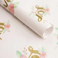 Floral wrapping paper roll with gold Joy text for Christmas and birthday gifts - LOVE Gold Foil
