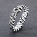 Silver vintage Cuban bracelet with engraved dragon head clasp in 304 stainless steel - 21cm / Steel (KB122132-BDJX)