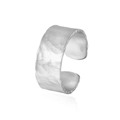 Anello aperto minimalista in argento S925 con texture martellata e superficie irregolare - Aperto Regolabile / Oro Bianco