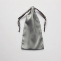 Single grey satin silk drawstring storage pouch for eye masks and jewelry organizers - Business Grey
