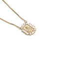 Gold geometric religious pendant necklace with clear zircon stones on a box chain - Gold with Clear Zirconia