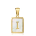 Gold rectangular pendant with shell inlay featuring the capital letter I design - Letter I