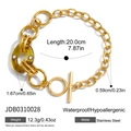 Goldenes Edelstahlarmband mit grober Kette, Bernstein-Resinring und OT-Verschluss, 20cm - Bernstein Armband (JDB0310028)