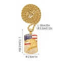 Gold eagle American flag pendant with clear rhinestones on 20 inch twist chain - Eagle Dog Tag (464) / Gold