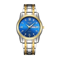 Men's ORUSS quartz watch with blue dial and two-tone silver and gold steel strap - 980 Two-tone Gold Blue Dial