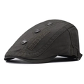 Detail of Freestyle embroidery and metal buckle on camo duckbill flat cap - Adjustable / Army Green