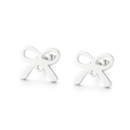 Minimalist silver bow knot stud earrings in polished stainless steel for women - Silver (KLJ3787-Z)