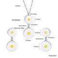 Detailed size specifications for daisy necklace and earrings jewelry set in stainless steel - Silver White Daisy Style (SE24990AS)