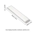 Silver jewelry display tray 25x5x1cm for bracelets and watches with white leather pad - Rectangular Bracelet Stand (White & Silver)