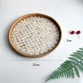 35cm round rattan tray with white shell leaf inlay pattern for snack storage - Gold Fish Scales / Large 35*3cm