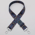Tracolla per borsa regolabile stile etnico bohémien blu con ganci in metallo argento - N. 574 / Argento