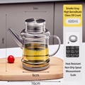 Grey tinted borosilicate glass oil bottle 600ml with stainless steel lid and drip-free spout - 600ml / Upgraded Grey Transparent