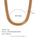 Collier ras du cou en maille acier inoxydable doré 18K de 8mm, longueur 35+5cm - Collier - Or