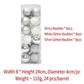 24-piece set of 4cm shiny silver and white glitter Christmas ball ornaments in bucket - 4CM Silver White (24pcs)