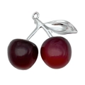 Translucent dark red double cherry pendant with silver metal leaf hook and ring - 1Pc White K Dark Red Purple Double Color Resin 3D Single Leaf Large Cherry (39x35mm)