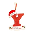 Detail of glittery red Christmas letter Y ornament with Santa hat and Ylenia name script - Letter Y