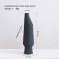 Jarrón cerámico alto verde oscuro degradado con textura de líneas horizontales finas - 085 Verde Degradado - Verde Oscuro