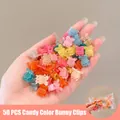 50 mini mollette per capelli a forma di coniglio in colori vivaci per bambine in mano - 10# Coniglietti color caramella (50 pezzi)