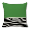 Modern green cushion cover with a stylish wave pattern and minimalist stitched design - 45cm Cushion Cover / 2310-10/Green Black White Waves