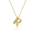 Polished 18K gold plated A-Z letter R balloon pendant necklace on a fine metal chain - Letter R Necklace Set