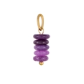 Natural purple stone vertical pendant with gold plated stainless steel ring attachment - ZP44827B13 / Purple