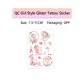 Girl's glitter tattoo stickers with ballet dancers and cats, 7.5x11cm waterproof sheet - Ballet Girl & Cat Style (QC-009)