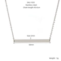 Minimalist silver stainless steel bar necklace with 50mm pendant and 45cm chain - 50mmx2mm / Steel