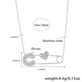 Silver paperclip necklace in stainless steel with a zircon heart and C pendant - Silver Heart
