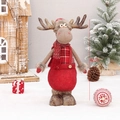 Standing 42cm Christmas reindeer doll in red checkered scarf and overalls decoration - YF201898A/Red Plaid Scarf Suspenders/Height 42cm