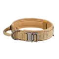Tactical nylon dog collar in desert khaki with heavy duty quick release metal buckle - M / Choker Necklace / Khaki