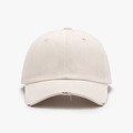 Vintage Baseballkappe in Creme aus gebürsteter Baumwolle mit zerfetztem Schirm-Detail - Beige