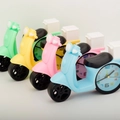 Motorcycle desk alarm clocks in green, yellow, pink, and blue macaron colors - Blue Scooter Alarm Clock