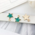 Star-shaped green enamel and gold alloy pendant charms for DIY jewelry making - Five-Pointed Star