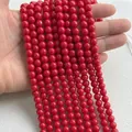 Strands of polished red agate round beads for DIY jewelry making and crafting - Porcelain Red Glass Beads
