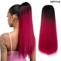 Extension coda di cavallo liscia lunga con sfumatura dal nero al rosa magenta - Ombre Nero a Rosso Vino