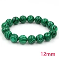 Bracciale elastico in malachite verde con perle in pietra naturale da 12mm - 12MM Malachite