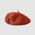 Fashionable dark orange wool beret hat in retro painter style for women and girls - M (56-58cm) / Brick Red