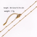 Golden stainless steel bead chain necklace with adjustable 40+5cm length and clasp detail - Small O-chain Bead Chain / Gold