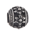 Silver plated DIY bead with bohemian flower pattern and 4mm hole for charm bracelets - 3D Flower Wavy Texture (L0121039-11)