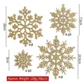 36-piece set of gold glitter plastic snowflake ornaments in 4 sizes for Christmas tree decor - Set of 36 / Gold