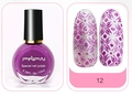 Violetter Stempel-Nagellack 10ml mit passenden floralen Nagellack-Mustern Nr. 12 - E049-12 Lila