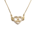 Golden heart wing mama necklace with sparkling cubic zirconia for Mother's Day gift - Mama with Wings Heart