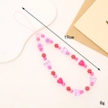 Pink cartoon bear phone charm with colorful beads and butterfly pendant, 19cm length - Crystal Butterfly (K3725)