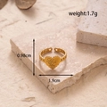 Adjustable golden heart ring with Love You engraving and chain style hollow band - MN432-Love You Heart