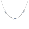 Silver stainless steel necklace featuring blue enamel geometric accents and a fine chain - Blue & Silver
