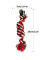 28cm red white and green braided cotton rope dog toy with knots and tassels for small pets - Christmas Candy Rope Toy