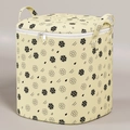 Foldable non-woven storage bin in yellow with daisy print and double zippers - Zipper Impatiens